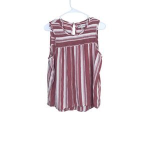 Knox Rose Red and White Tie Front Sleeveless Tank Top